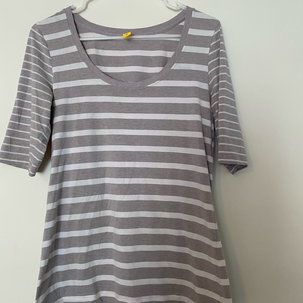 Grey and white stripe top